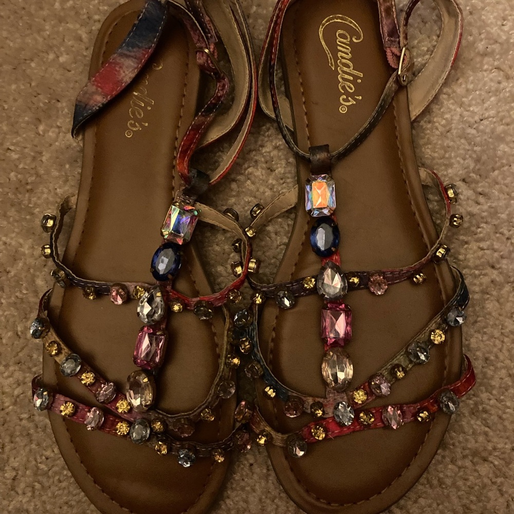 Candies women’s jeweled multicolored sandals